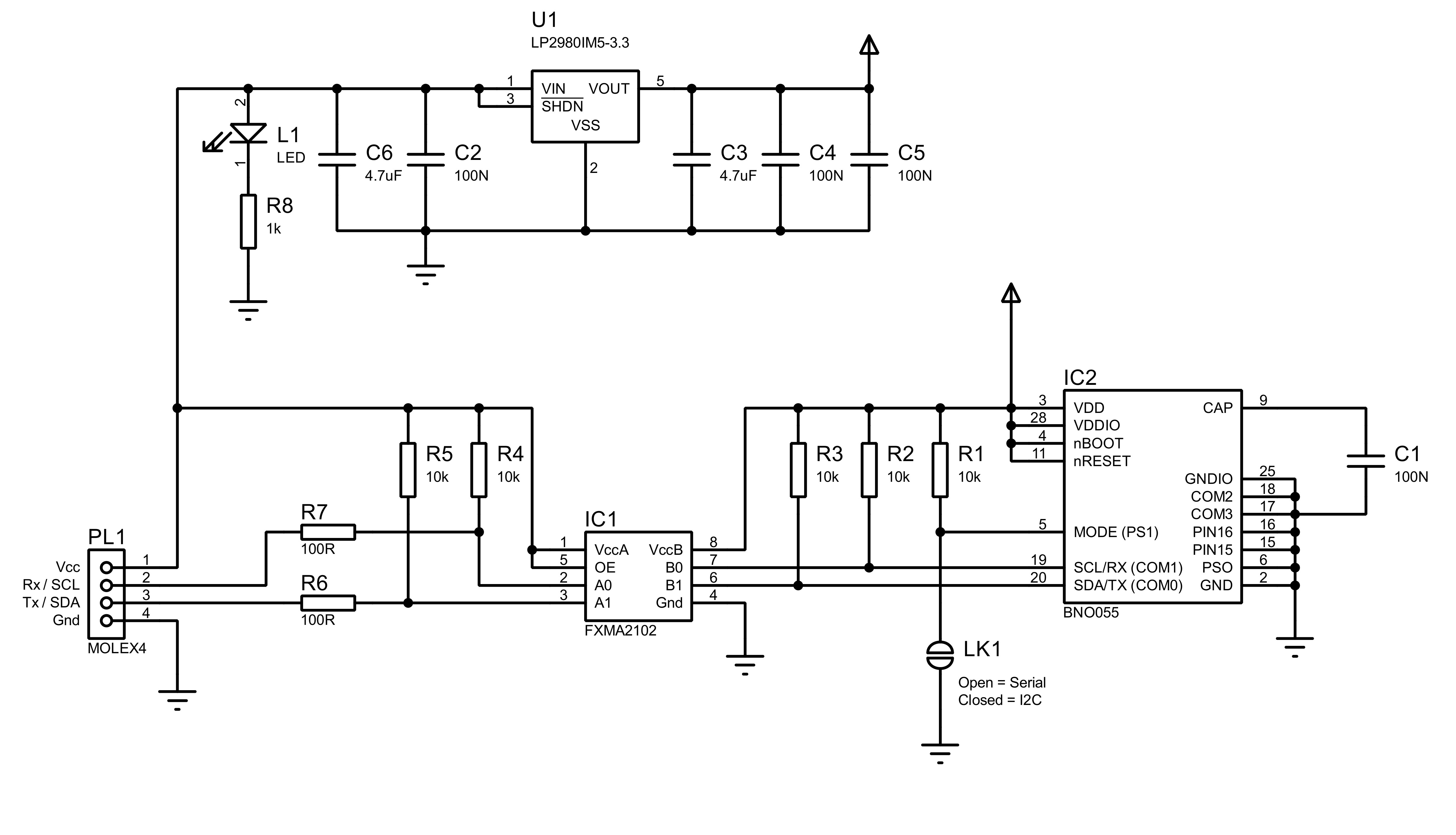Schema des DEV-BNO055 9-Achsen Orientierungssensor Modul 