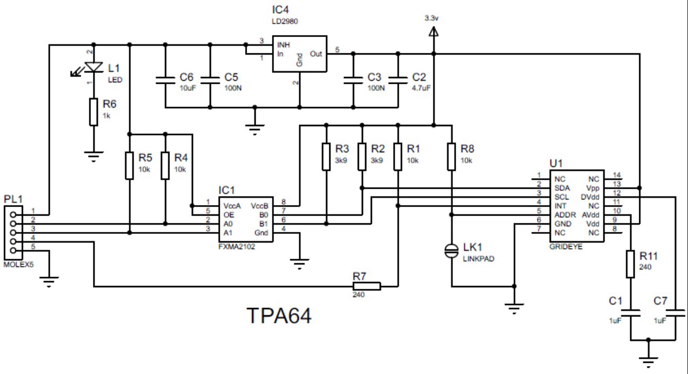 Schaltbild des TPA64 - 8x8 Temperatursensor Array